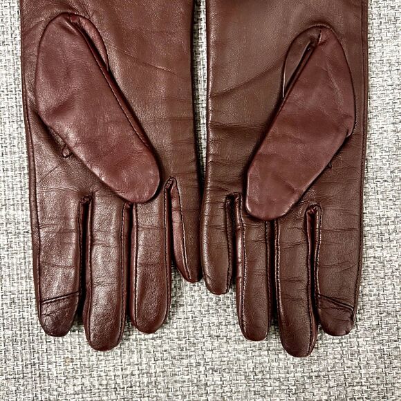 Apt. 9 Burgundy 100% Leather Gloves Fleece-Lined Touchscreen Compatible Medium - Picture 5 of 7